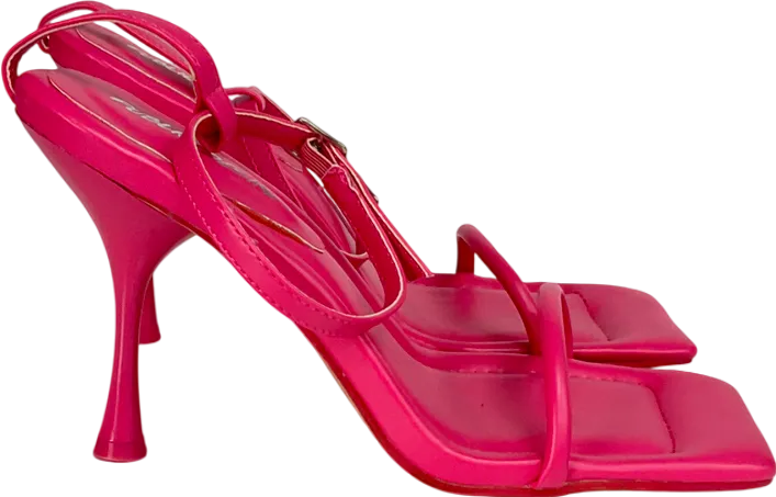 Public Desire Hot Pink Square Toe Heels UK 6 EU 39 👠