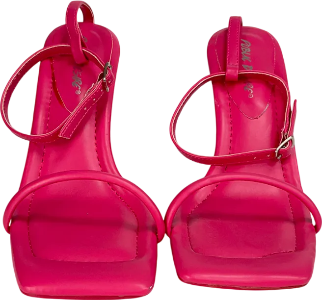 Public Desire Hot Pink Square Toe Heels UK 6 EU 39 👠