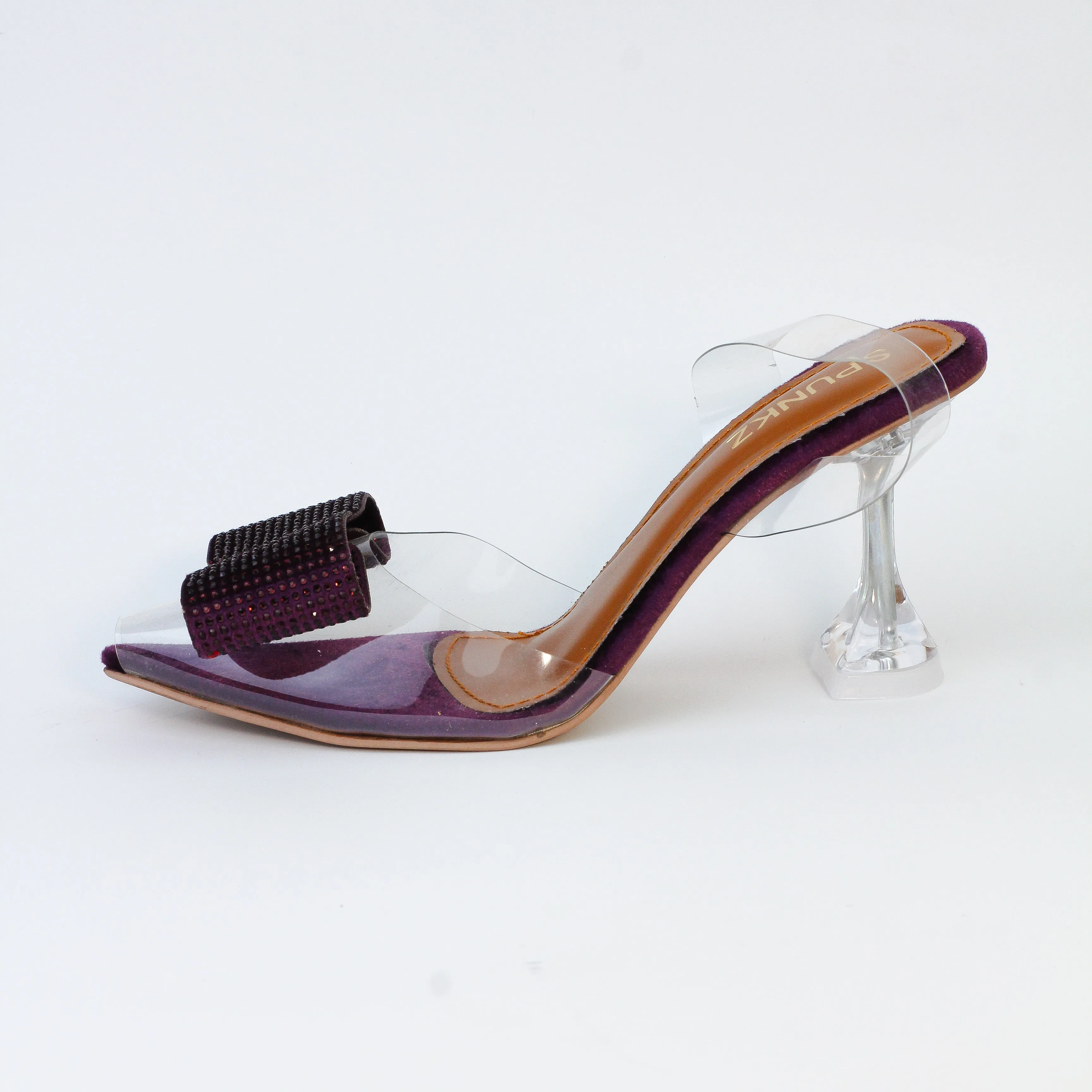Purple Romeo Rhinestone Embellished Bow Slingback Heel