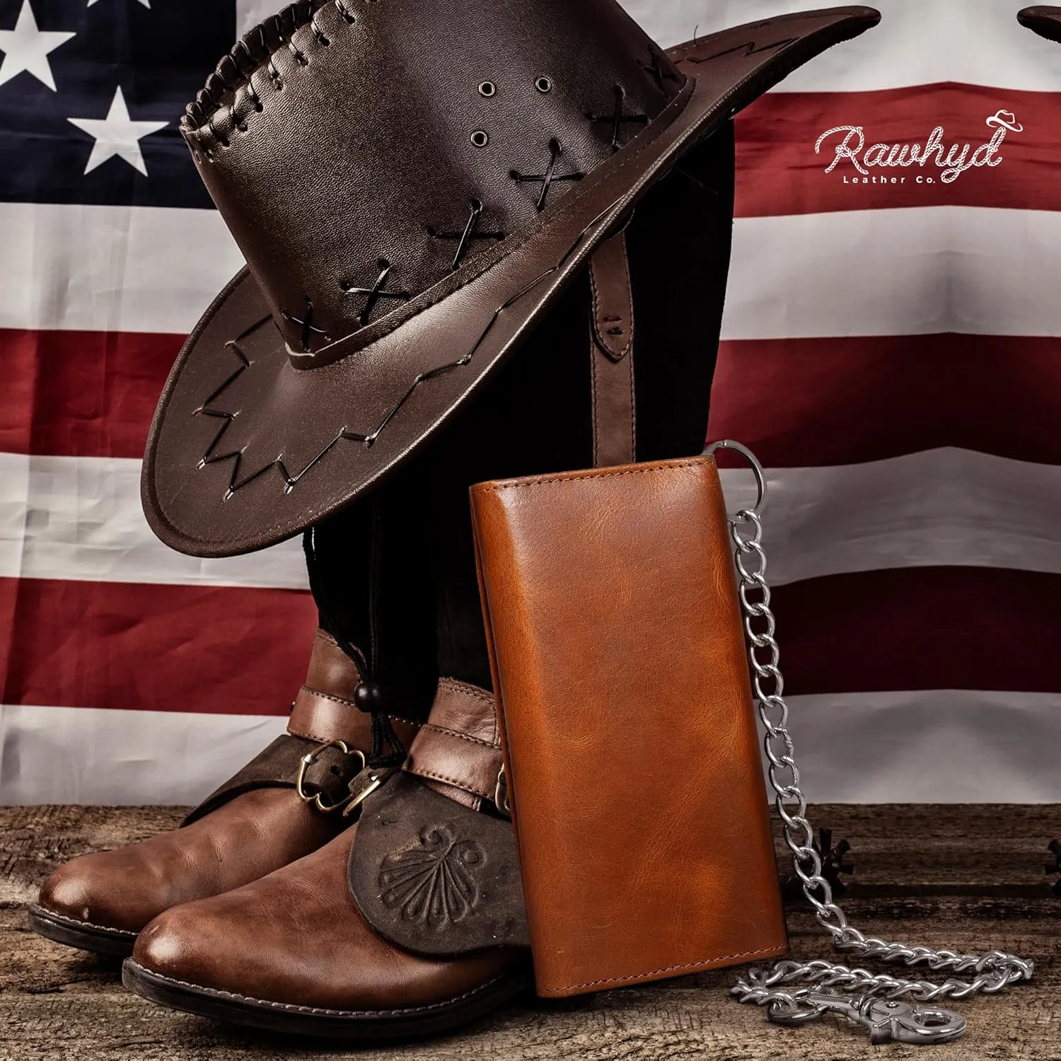 RAW HYD Full-Grain Leather Long Wallet for Men - Classic Bifold Western Wallet for Men - Minimalist Cowboy Wallets for Men - Rodeo wallets for men - Checkbook Cover & Gift for Him