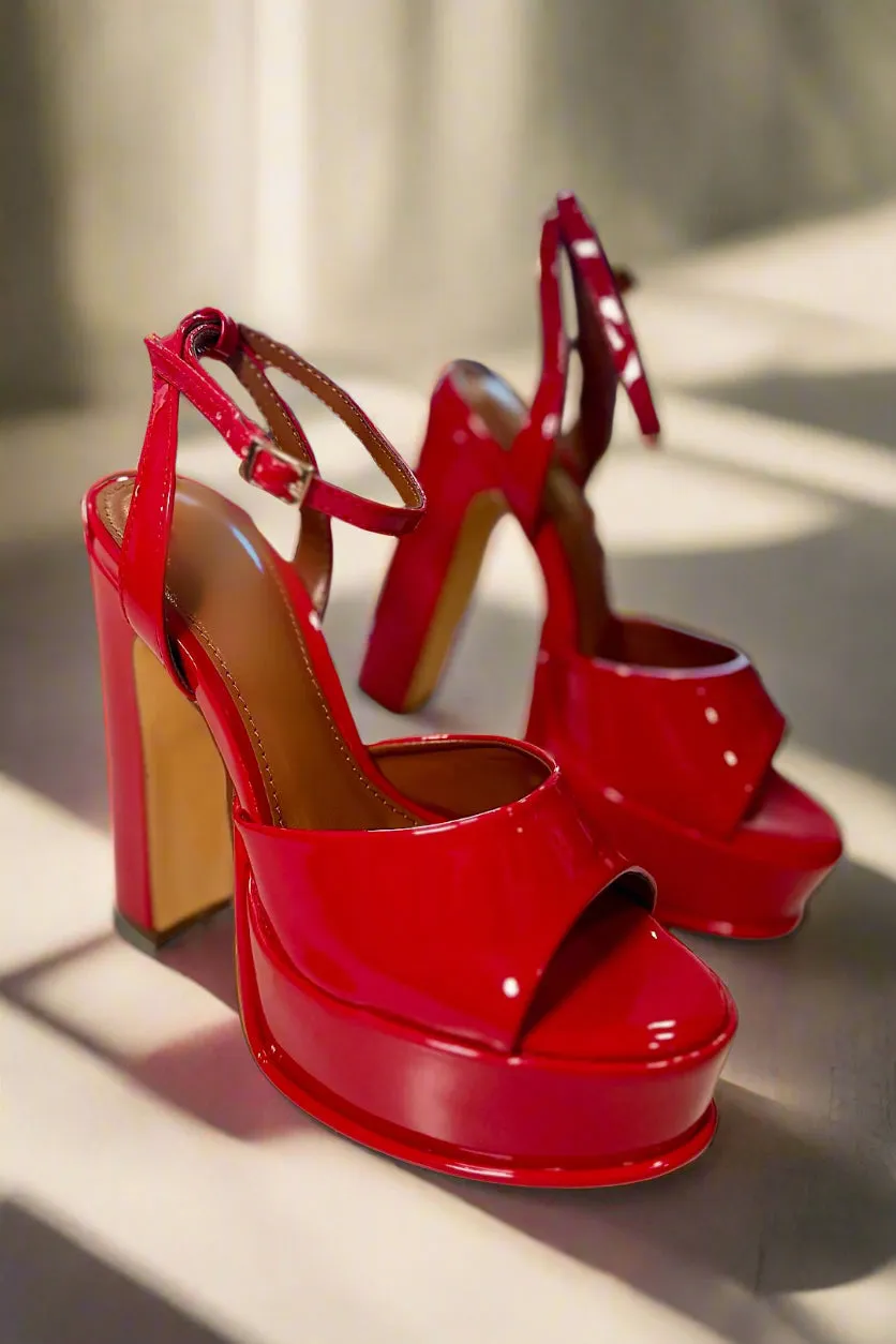 Red Patent Platform Heel
