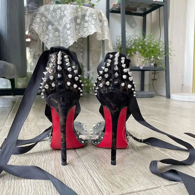 Ribbon PVC transparent Rhinestone Fine Heels