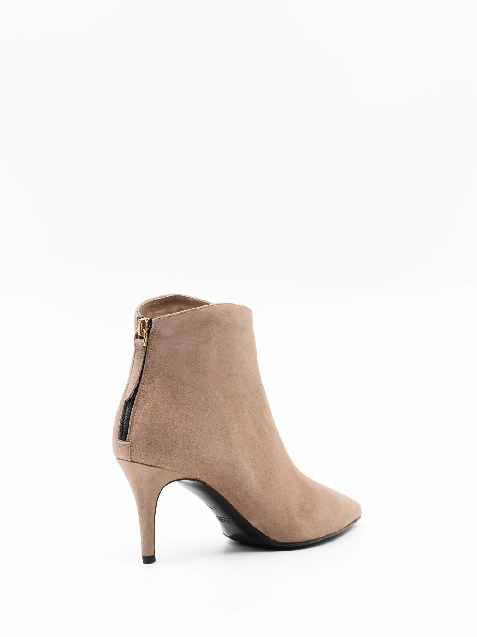 Round topline ankle boots in beige suede