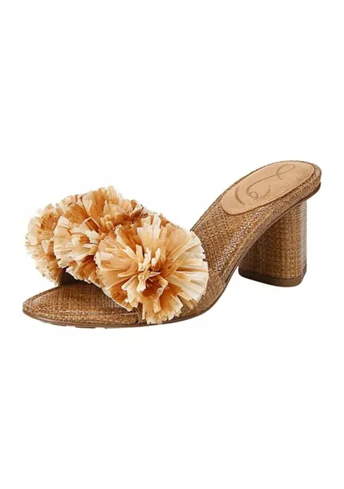 Sam Edelman Olia Cuoio Brown Slip On Block Heeled Slip on Mules Dress Sandals