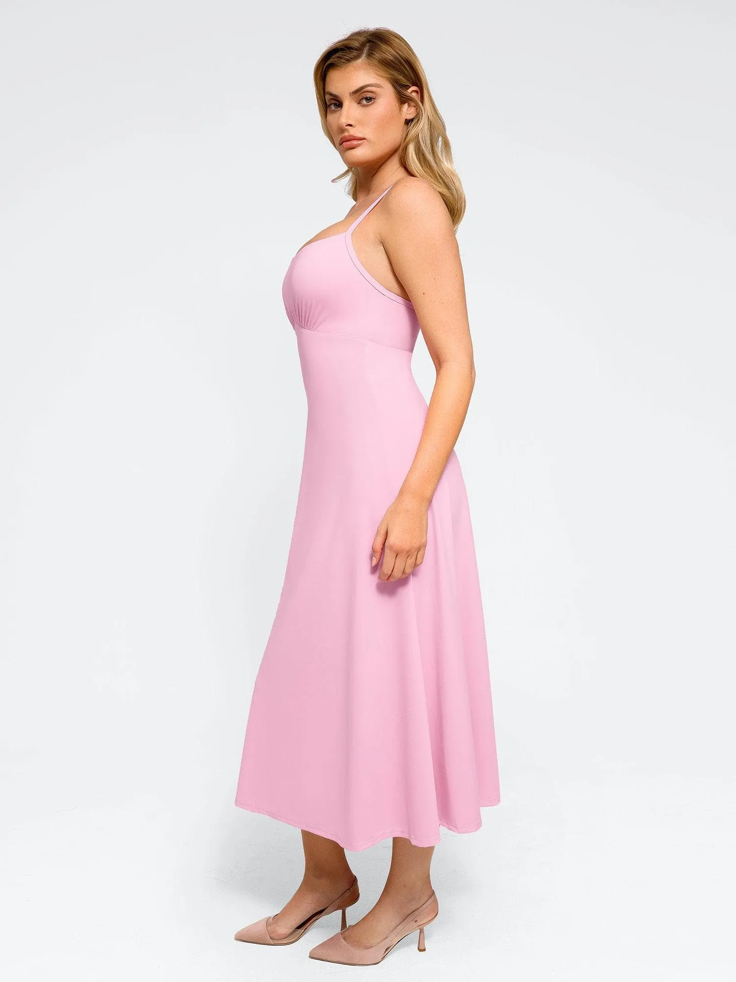 Shapewear Built-In Sculpting A-Line Midi Slip Dress