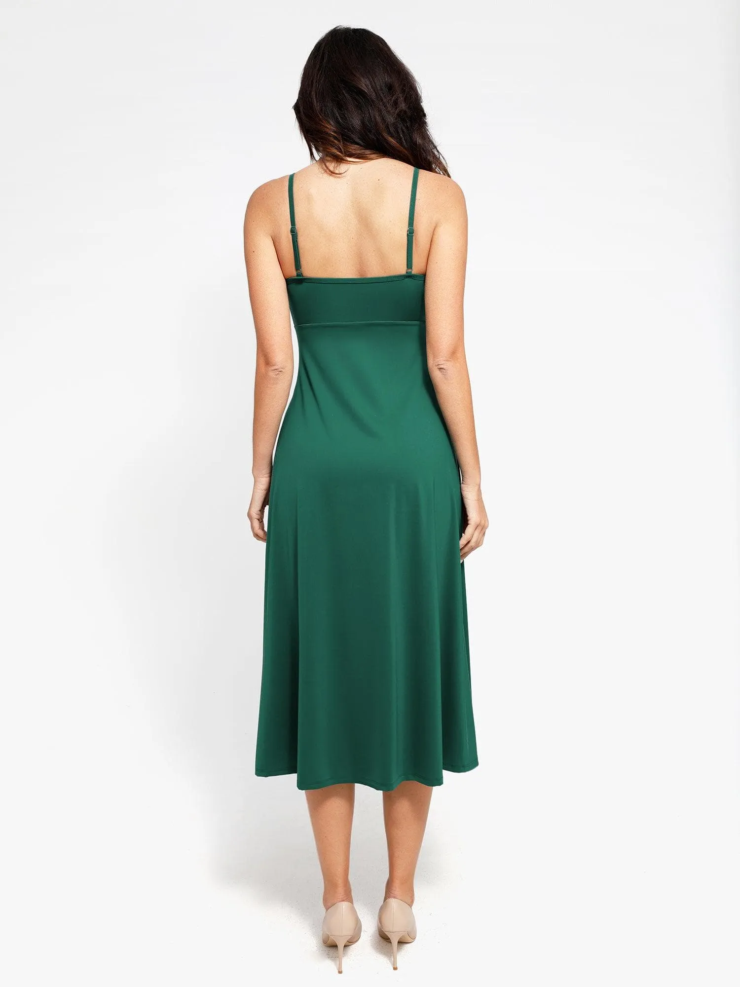 Shapewear Built-In Sculpting A-Line Midi Slip Dress