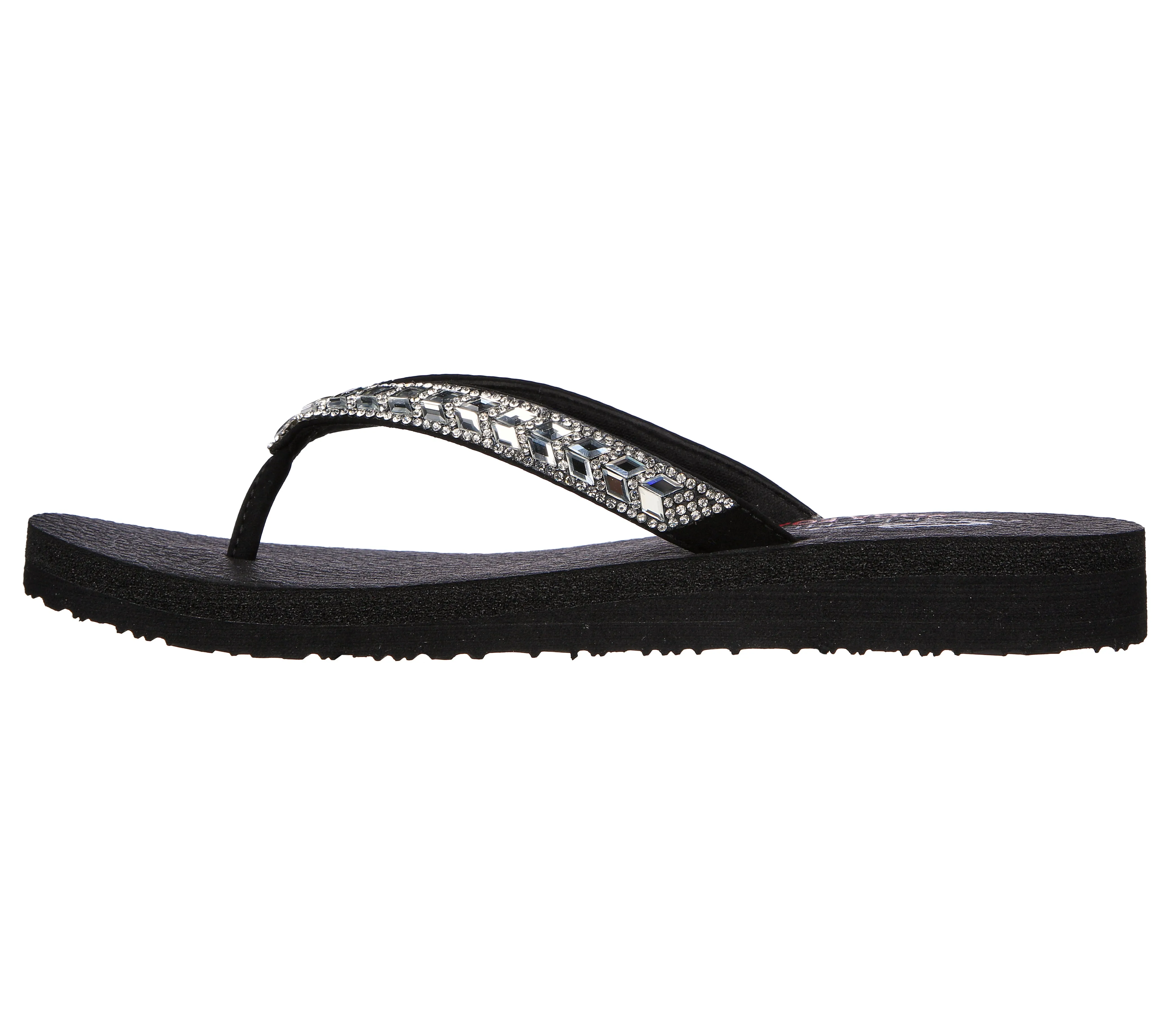 Skechers Meditation 119649/BKSL Black Silver Womens Summer Flip Flop Sandals
