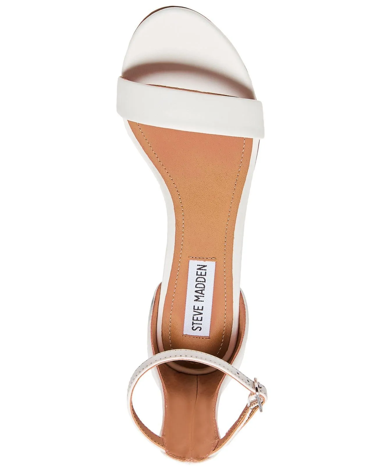 Steve Madden Irenee Round Open-Toe Ankle-Strap Block Heel Sandals White Leather (10, White Leather)