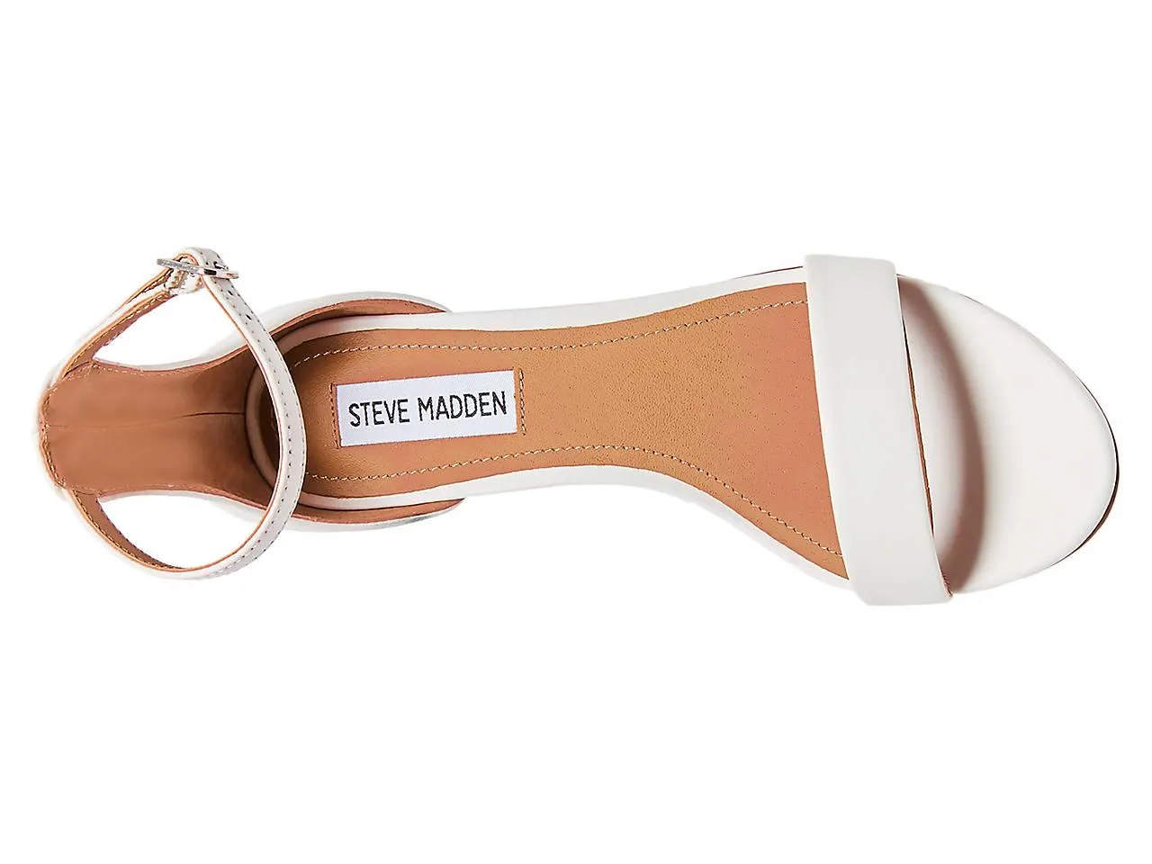 Steve Madden Irenee Round Open-Toe Ankle-Strap Block Heel Sandals White Leather (10, White Leather)