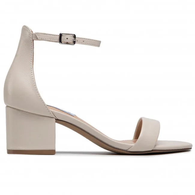 Steve Madden Irenee Round Open-Toe Ankle-Strap Block Heel Sandals White Leather (10, White Leather)
