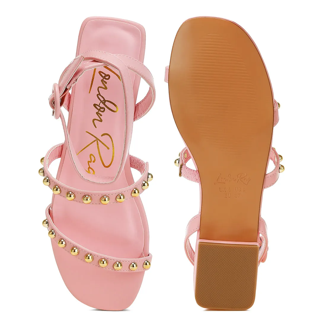 Studded Ankle Strap Flat Sandals