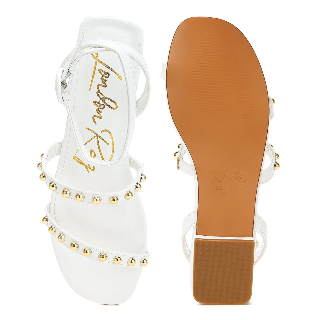 Studded Ankle Strap Flat Sandals