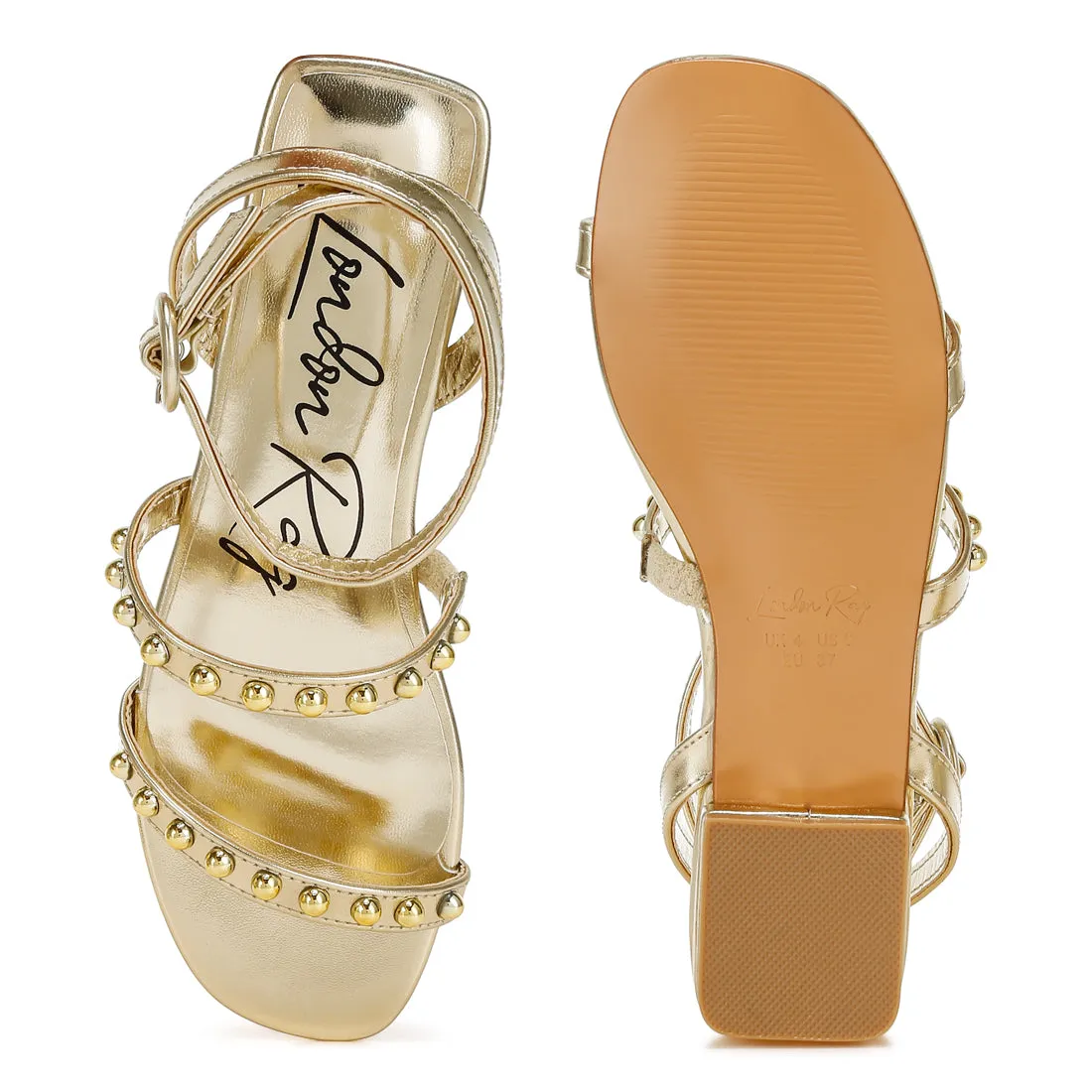 Studded Ankle Strap Flat Sandals