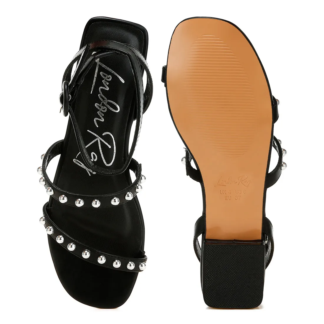 Studded Ankle Strap Flat Sandals
