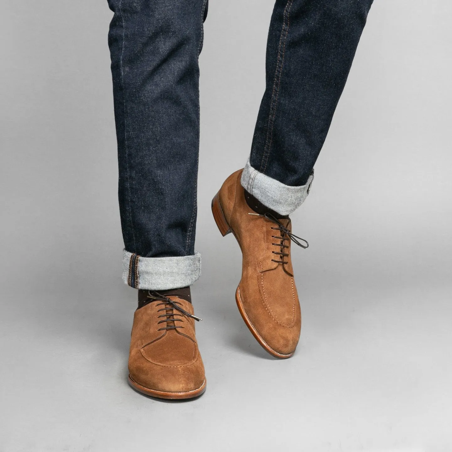 Tan Suede Edara Split Toe Derby Shoes- Formal Shoes - AW24