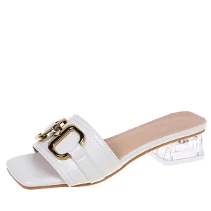 Transparent Square Heels Slides for Women