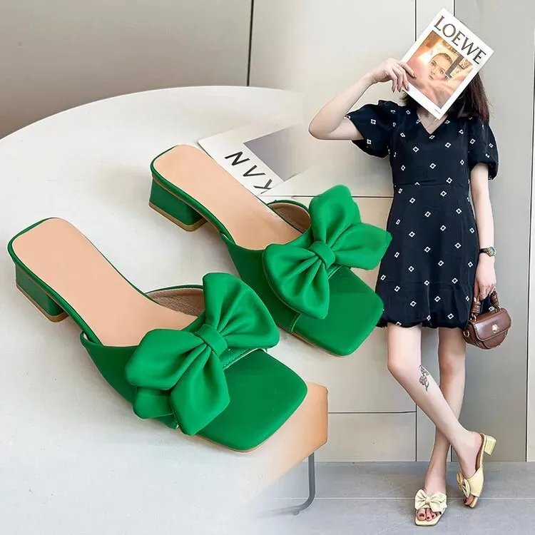 Transparent Square Heels Slides for Women