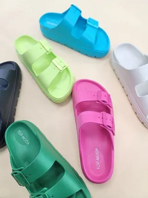 True Colors Double Buckle Waterproof Slides