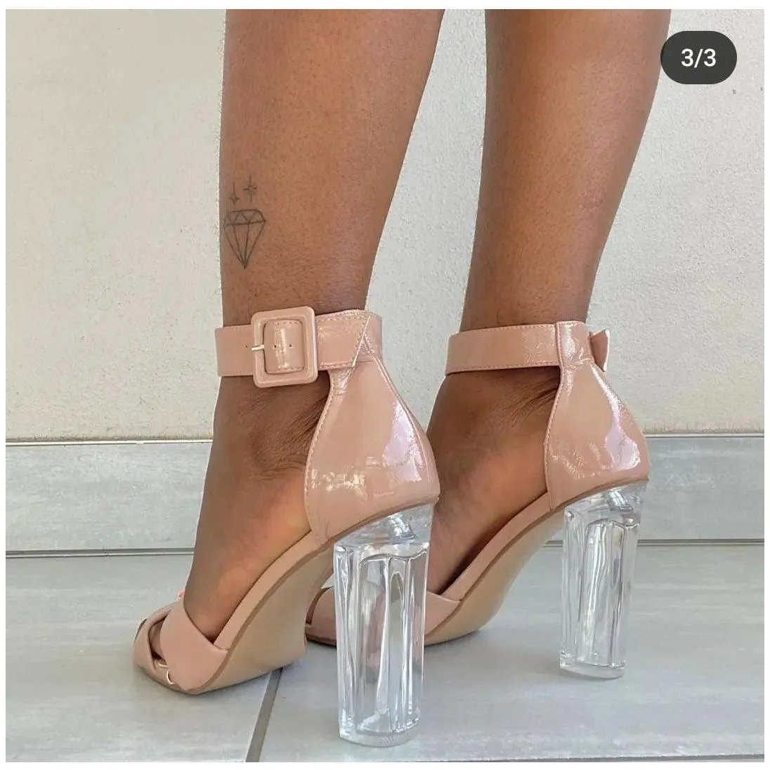 Vintage Ankle Strap Transparent Heels