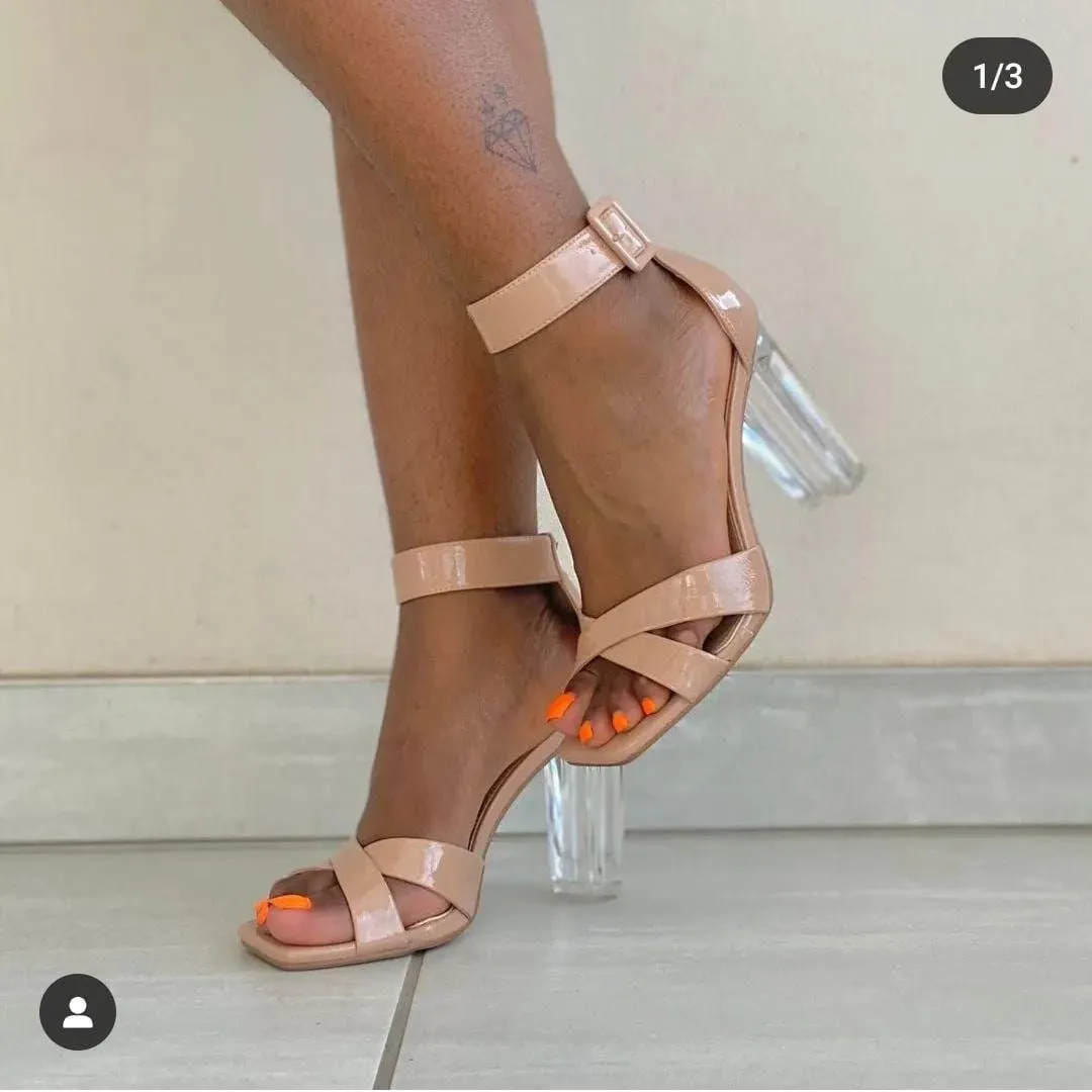 Vintage Ankle Strap Transparent Heels
