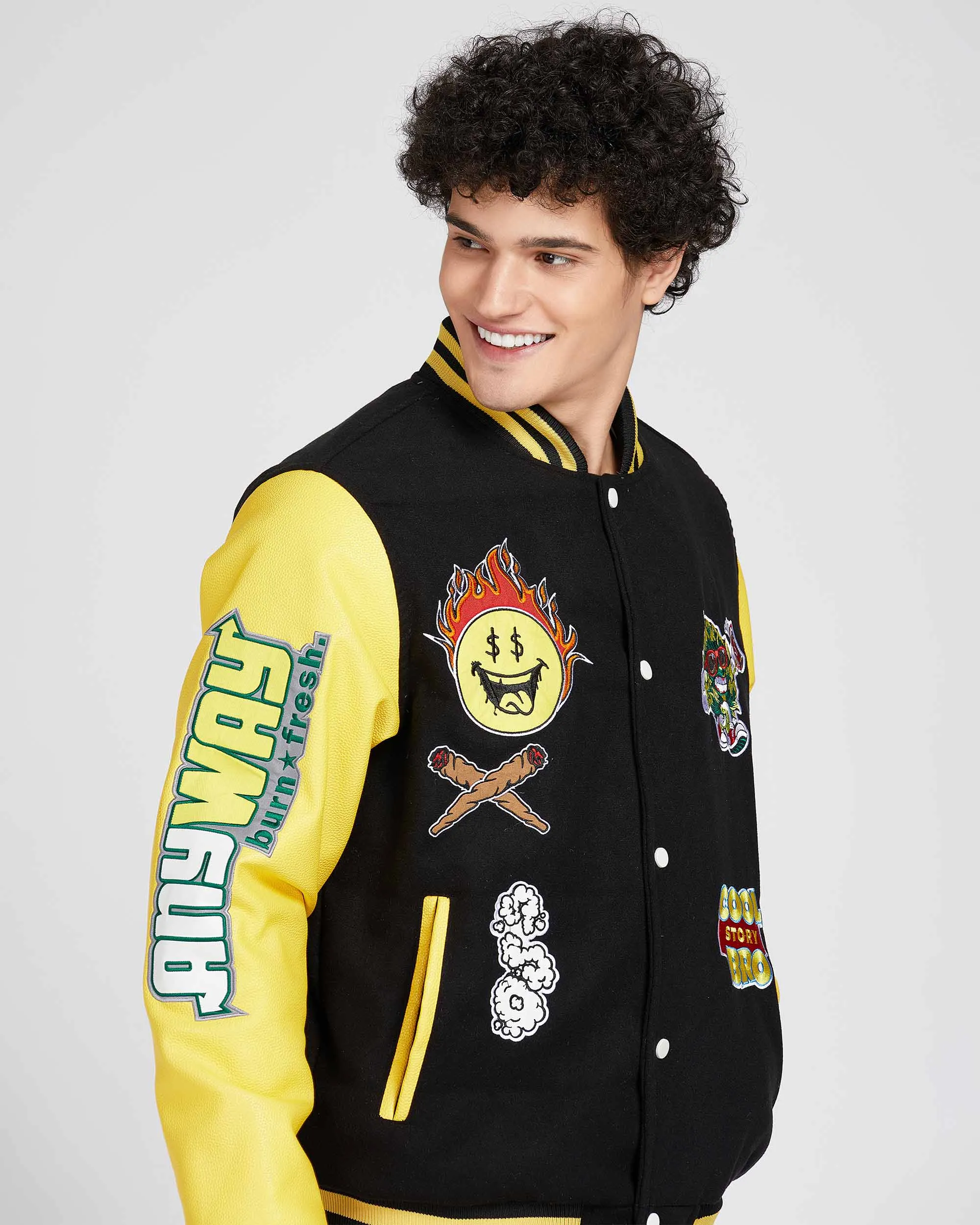 Vintage Baseball Jacket with Patches-Mexico Local Delivery