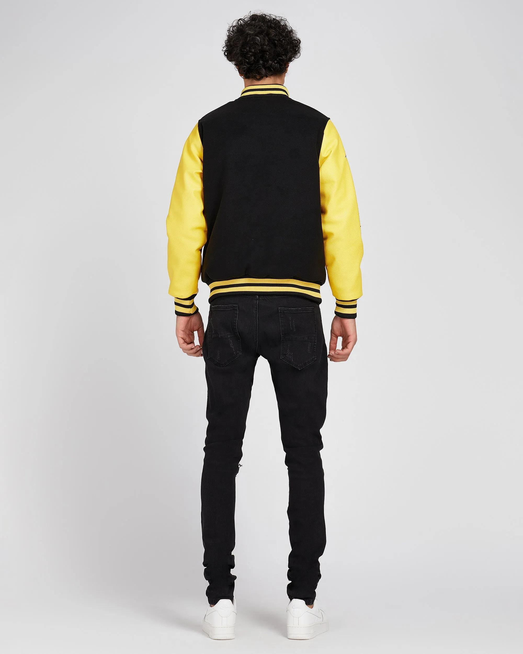 Vintage Baseball Jacket with Patches-Mexico Local Delivery