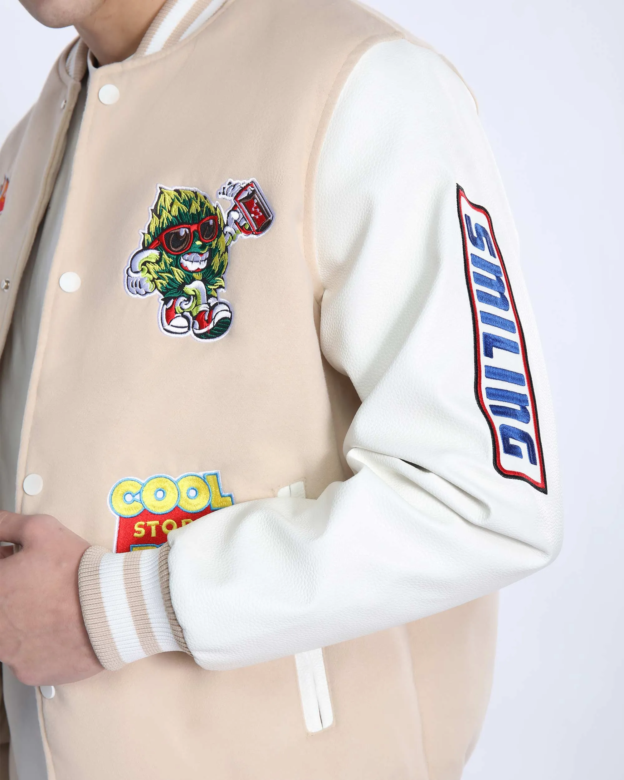 Vintage Baseball Jacket with Patches-Mexico Local Delivery