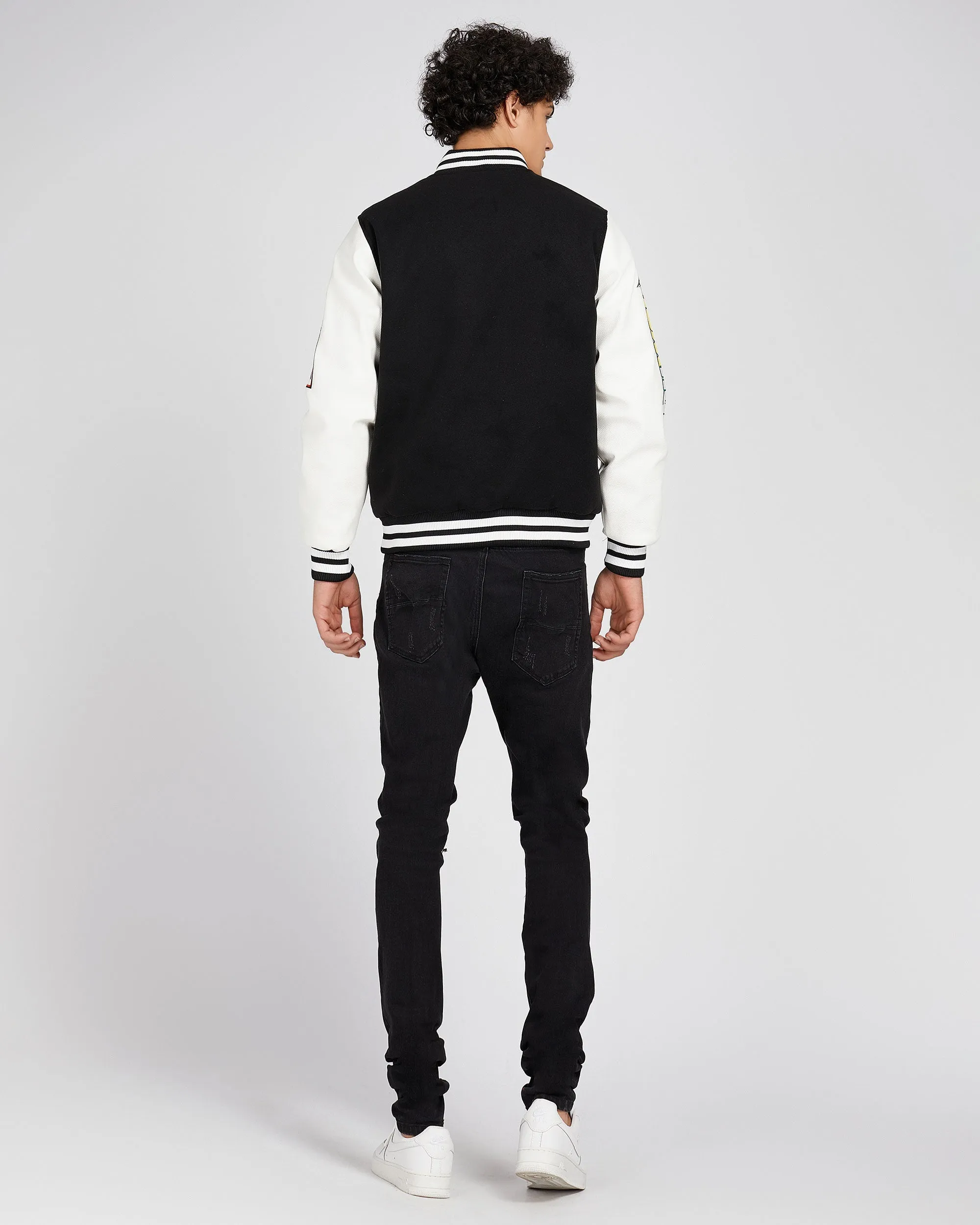 Vintage Baseball Jacket with Patches-Mexico Local Delivery