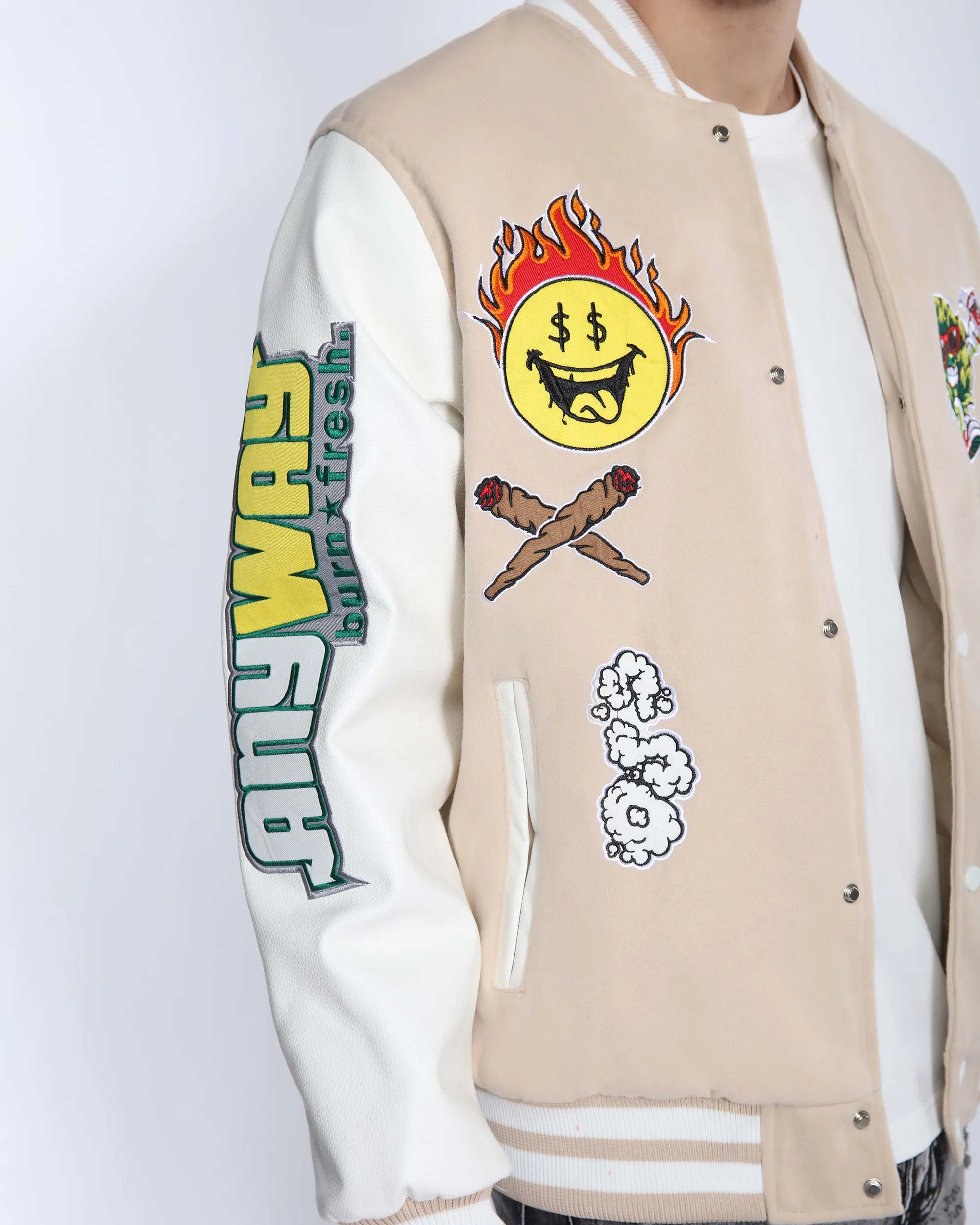 Vintage Baseball Jacket with Patches-Mexico Local Delivery