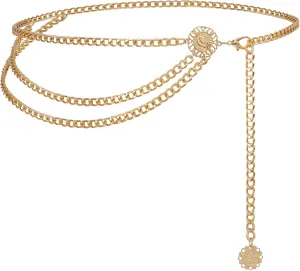 WHIPPY Waist Chain Belt Women Ladies Adjustable Body Waist Link Belts for Jeans Dresses