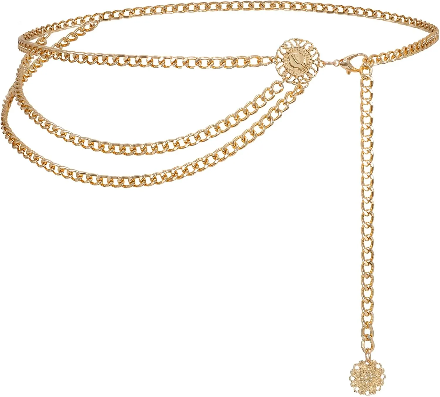 WHIPPY Waist Chain Belt Women Ladies Adjustable Body Waist Link Belts for Jeans Dresses