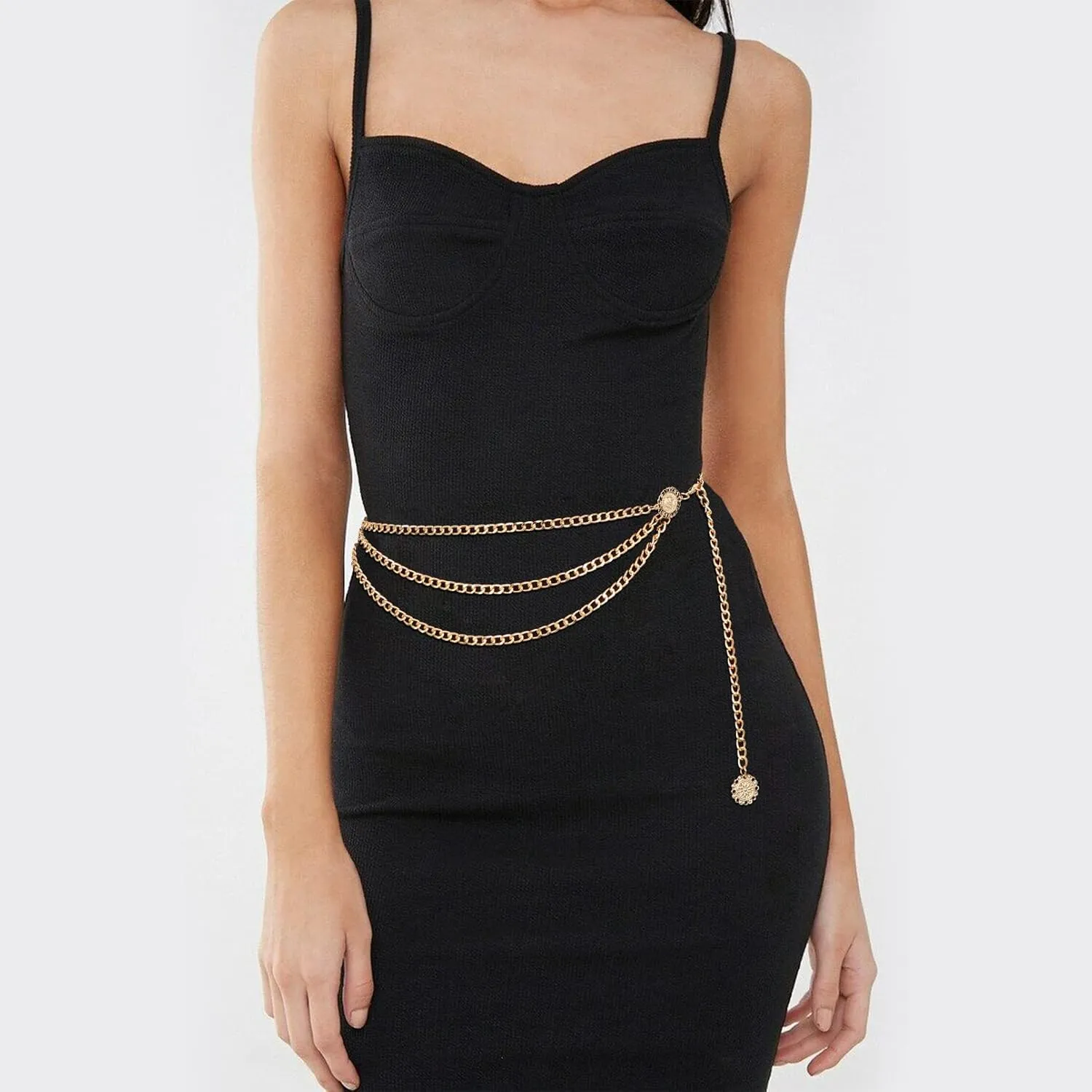 WHIPPY Waist Chain Belt Women Ladies Adjustable Body Waist Link Belts for Jeans Dresses