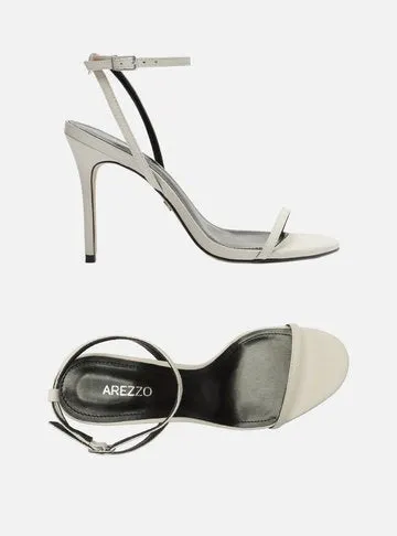 White Leather Sandal High Heel Thin Minimal
