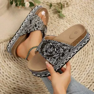 Women's Platform Metal Buckle Thong Sandals 17945422C