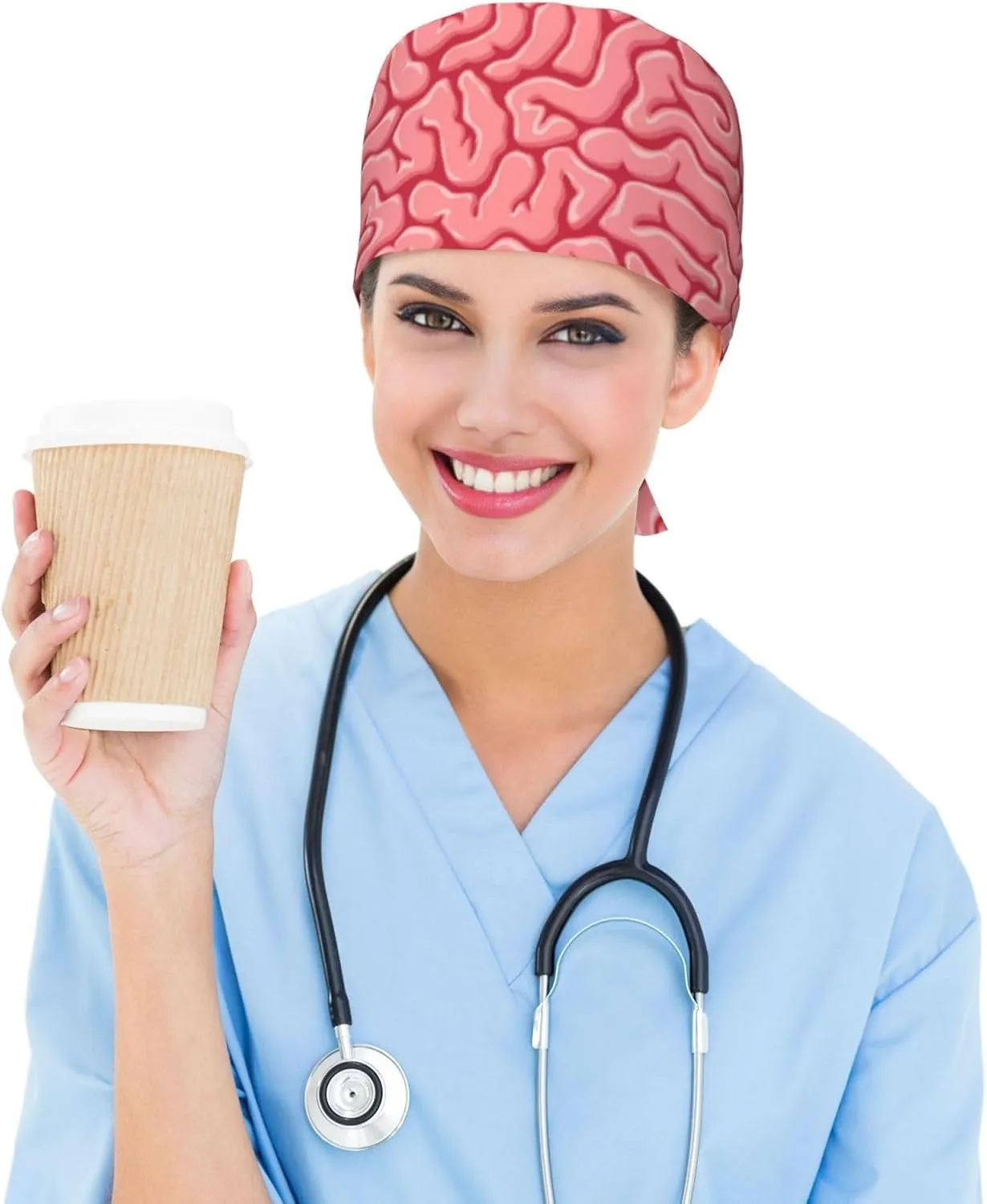 Working Cap Scrub Cap with Sweatband Adjustable Tie Back Hat for Women Nurse Dentist