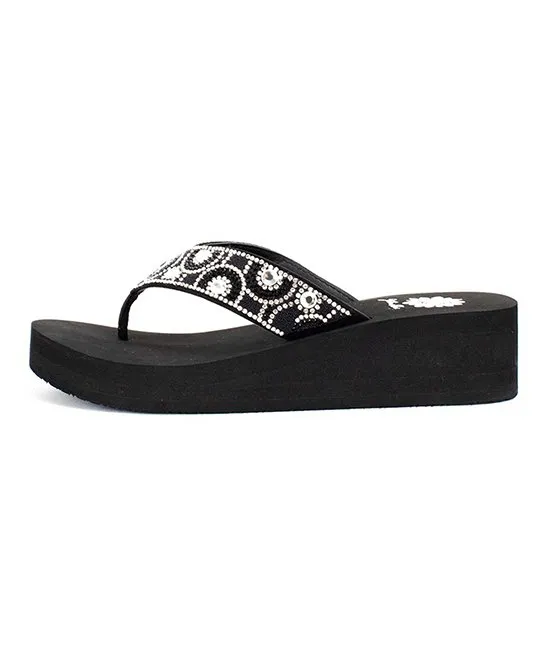 Yellow Box Palmer Black Slip On Fashion Thong Details Platform