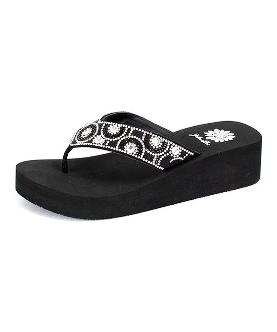 Yellow Box Palmer Black Slip On Fashion Thong Details Platform