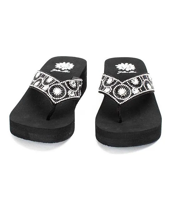 Yellow Box Palmer Black Slip On Fashion Thong Details Platform