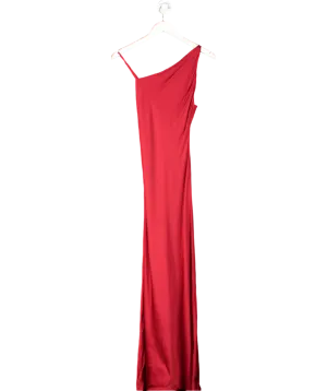 ZARA Red Asymmetric Neckline Satin Maxi Dress UK XS