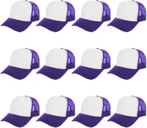 ZH 12 Pcs Sublimation Trucker Hats Blank Mesh Baseball Cap Polyester Bulk Mesh Trucker Hat for Men and Women